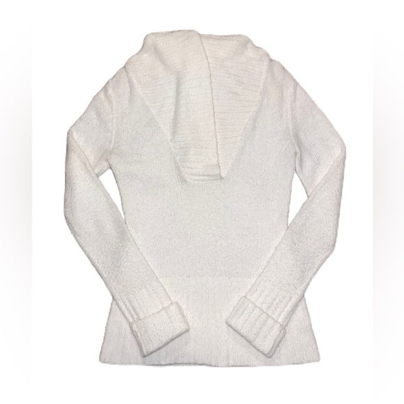 White House Black Market Cowl V Neck Oversized Sweater White Size Extra Small - Picture 1 of 8